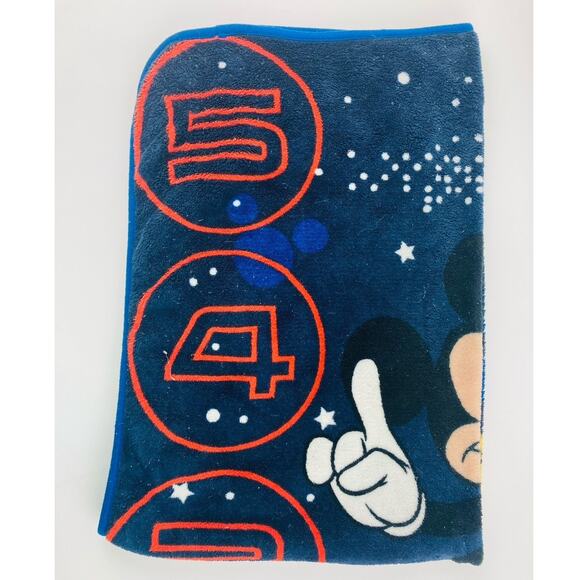 Mickey Mouse Disney Plush Fleece Kid Blanket Blast Off Rocket Space Countdown Bl - Picture 4 of 10